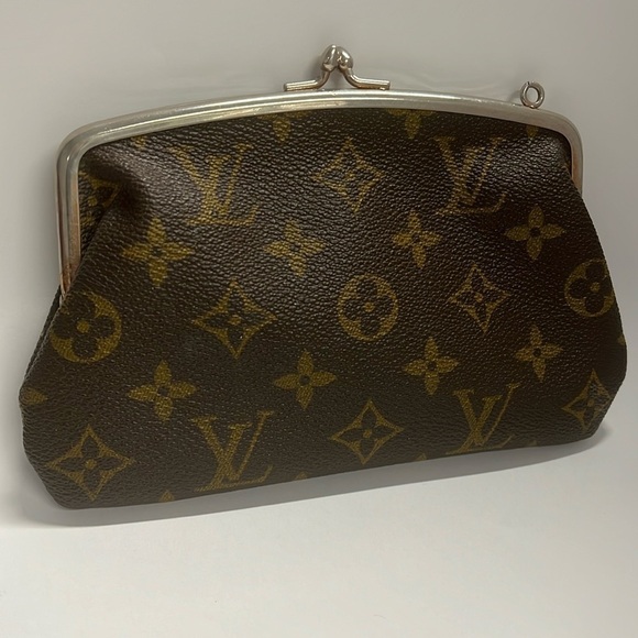 Louis Vuitton French Company Monogram French Twist Purse Kisslock Pouch Clutch - Picture 1 of 8